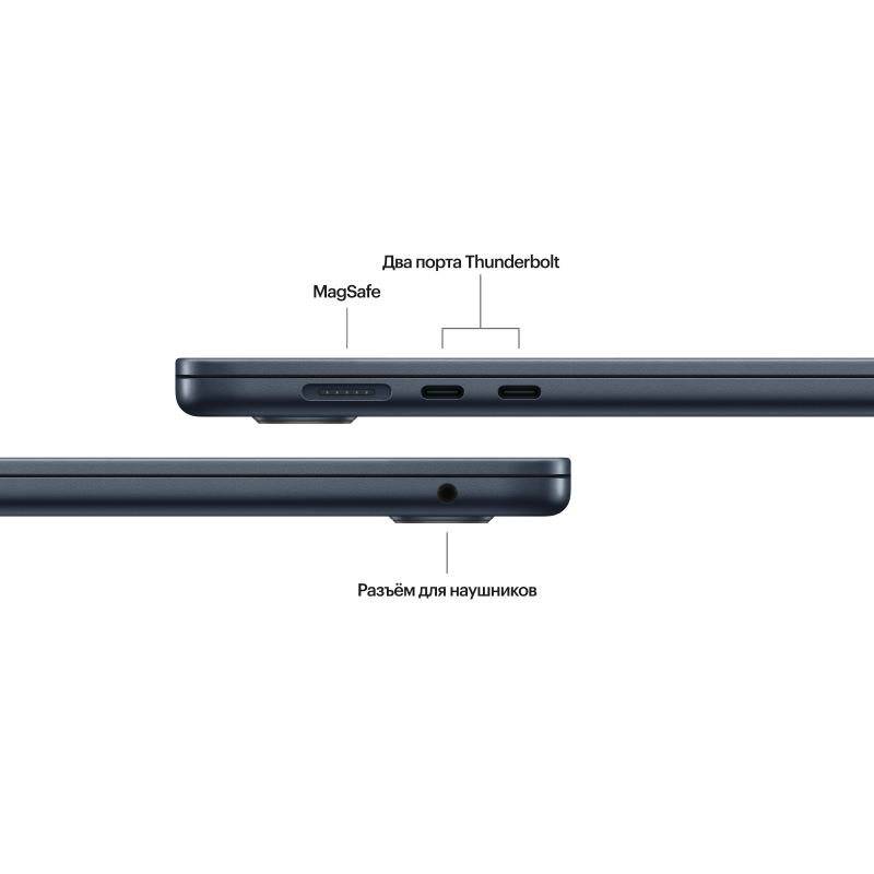 Apple MacBook Air 15" (M3, 8C CPU/10C GPU, 2024), 16 ГБ, 256 ГБ SSD, «полуночный черный»